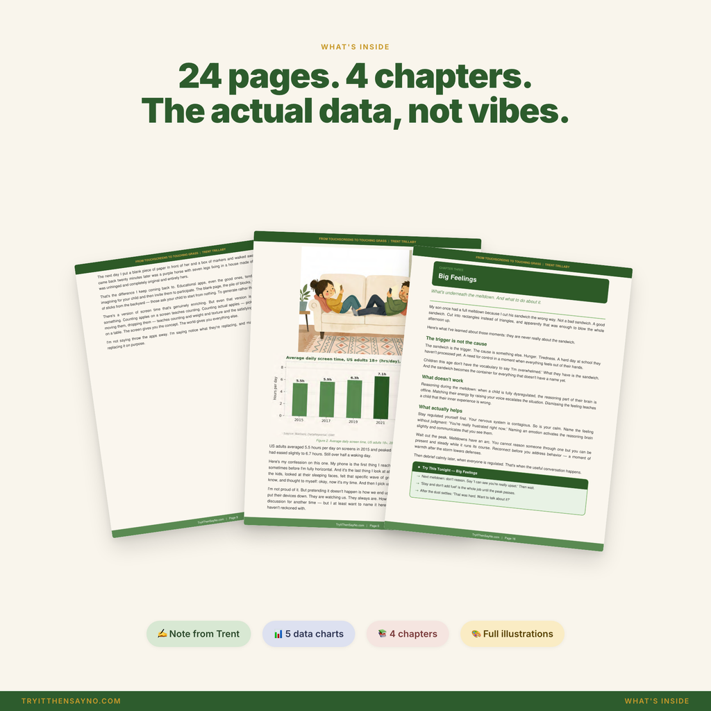 From Touchscreens to Touching Grass — what's inside, real book spreads