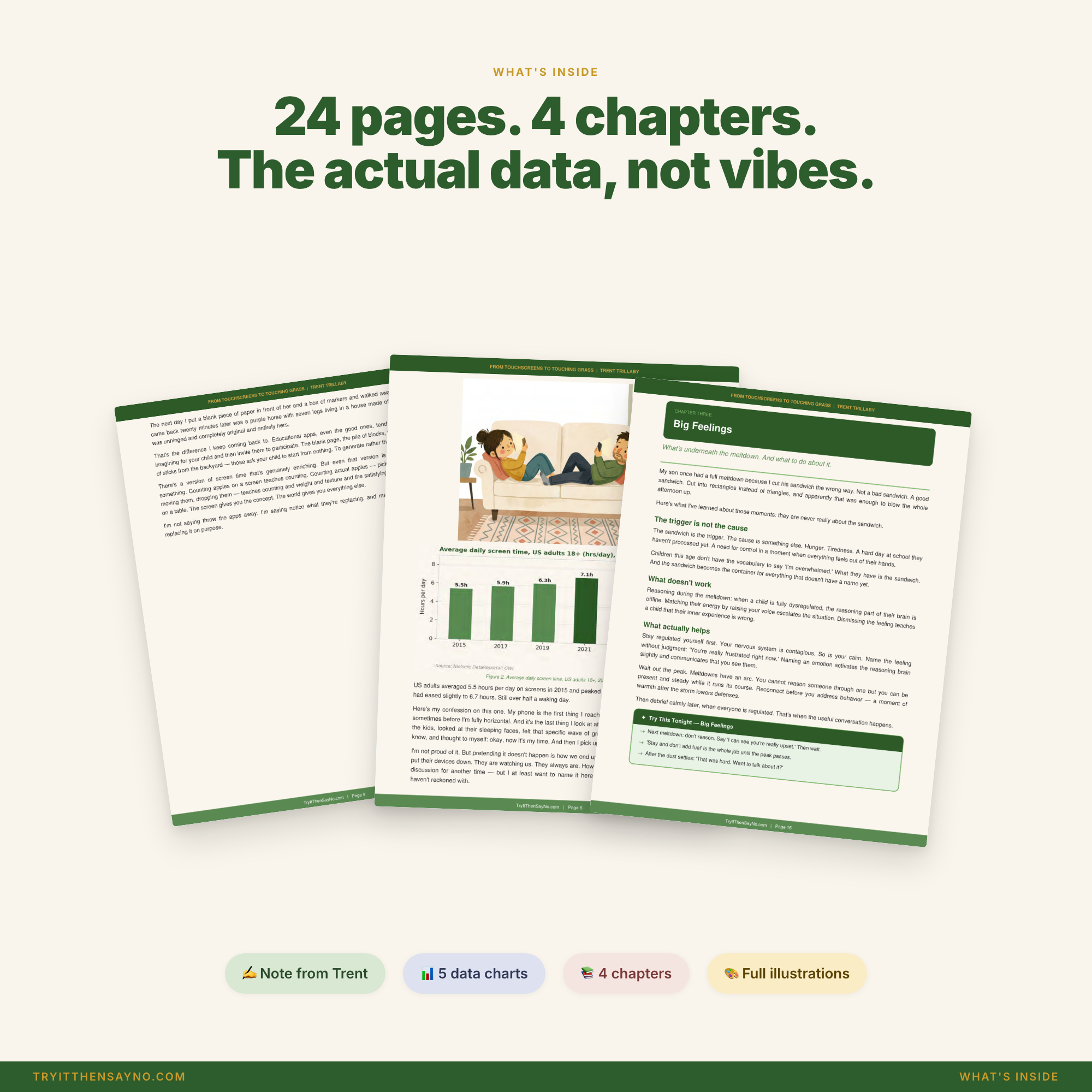 From Touchscreens to Touching Grass — what's inside, real book spreads