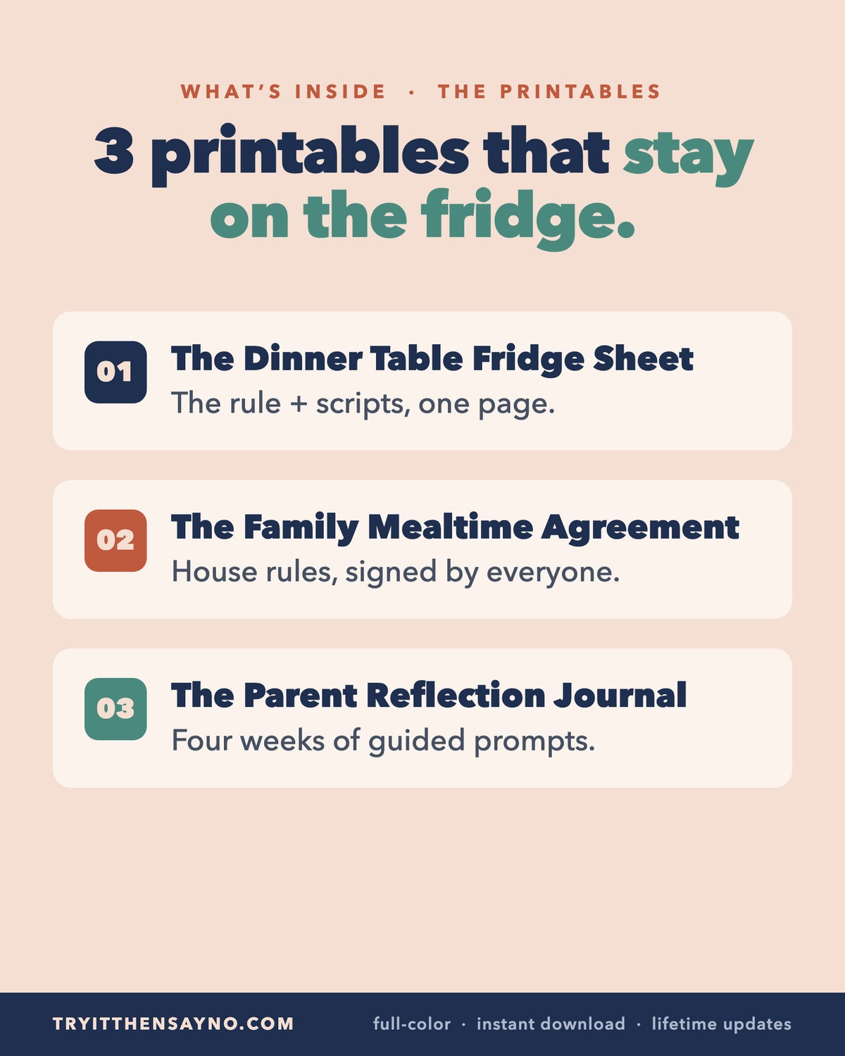 Three printables that stay on the fridge