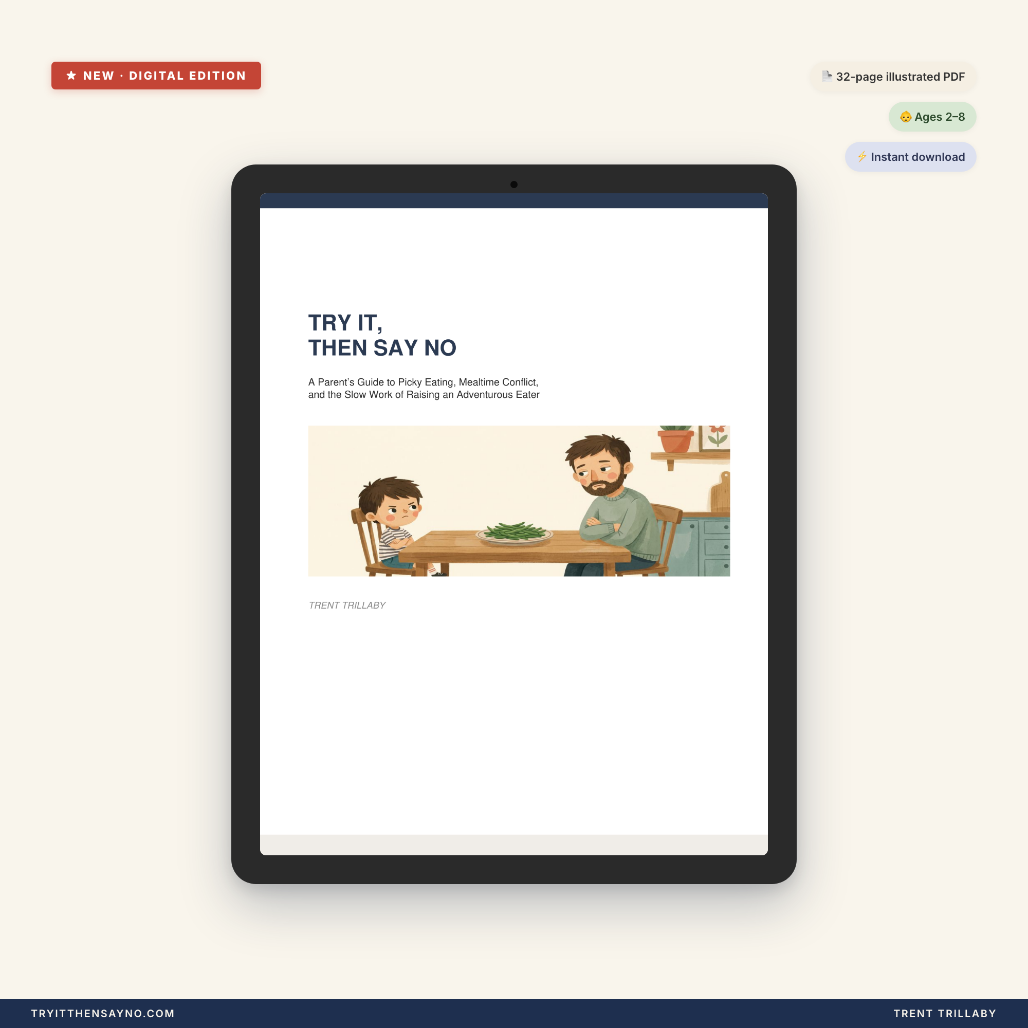 Try It, Then Say No — cover on iPad, hero image