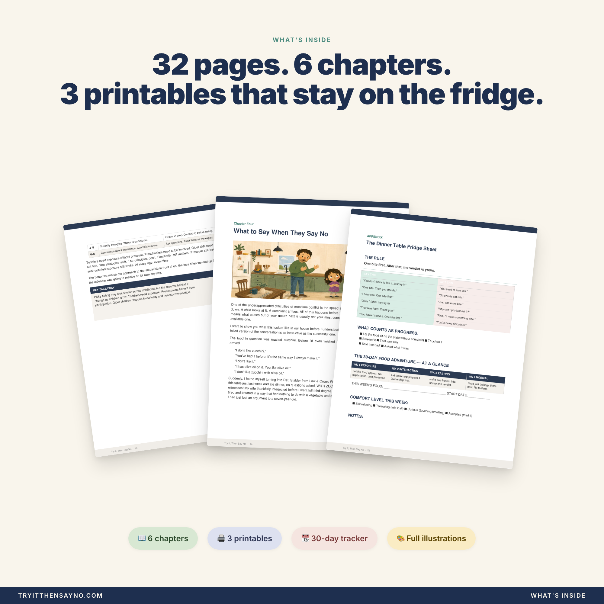 Try It, Then Say No — what's inside, real book spreads